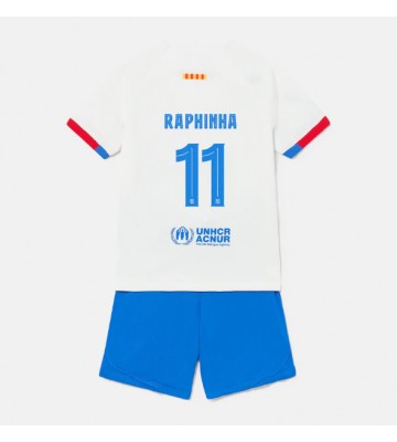 Barcelona Raphinha Belloli #11 Segunda Equipación Niños 2023-24 Manga Corta (+ Pantalones cortos)